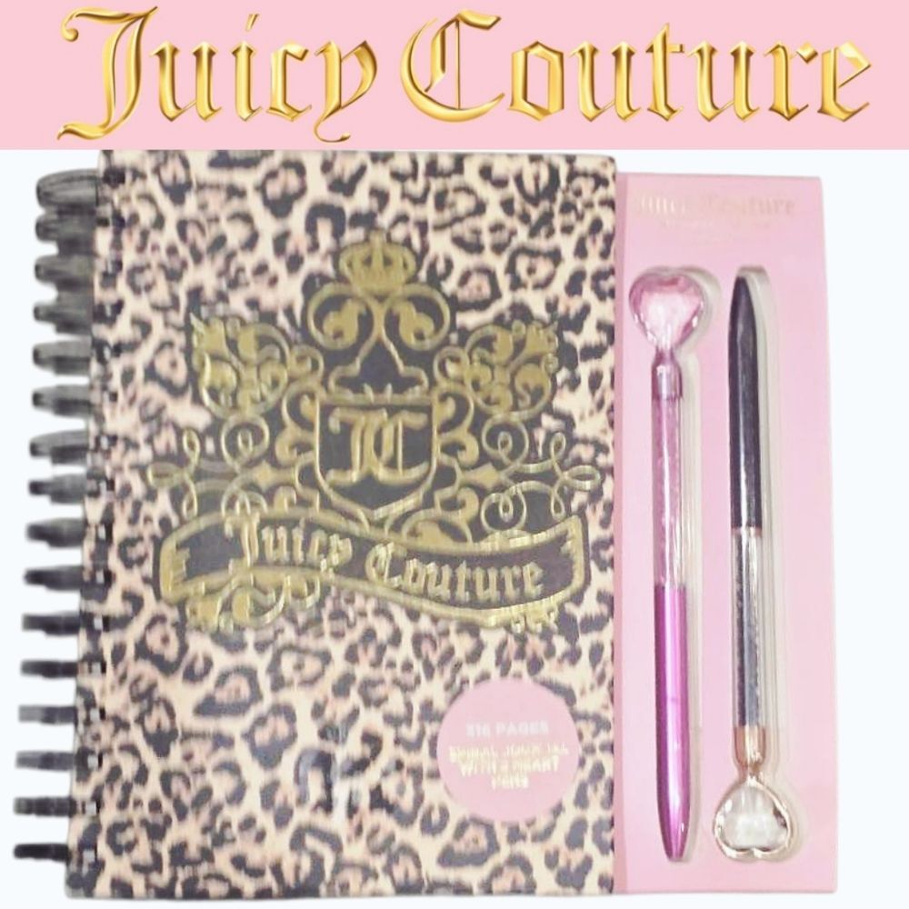 Juicy Couture Home Leopard‎ Print Spiral Journal & Heart Pen Set